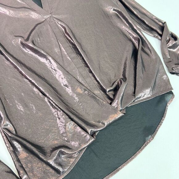 Current Air Top Womens Medium Rustcopper Metallic Twist Hem Pull On Blouse - Picture 4 of 11